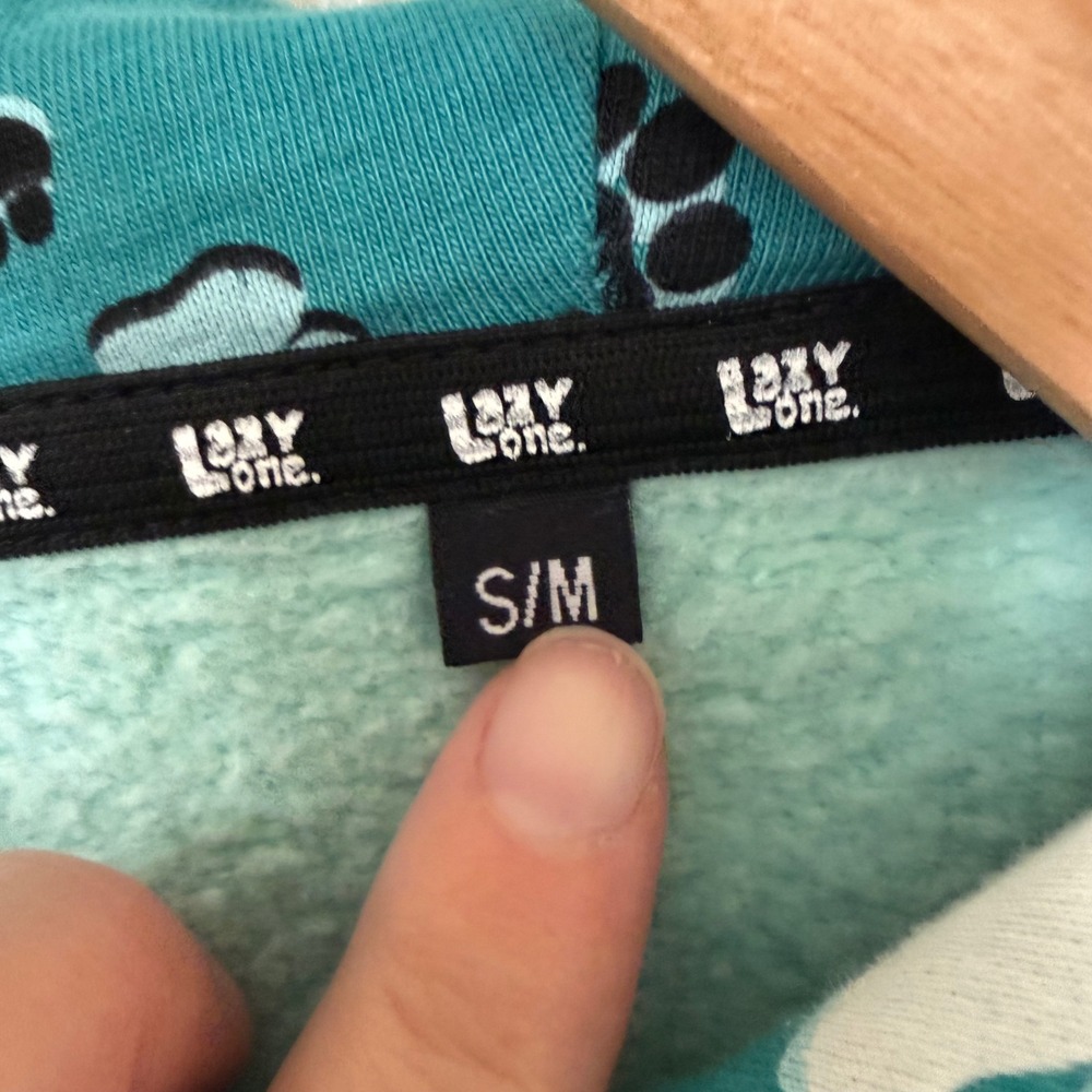 Lazy One Sleep Hoodie Women S/M Mint Green Good Dog Mom Graphic Oversized Pajama - Picture 3 of 9
